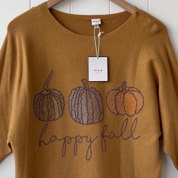 Vila Milano Happy Fall sweater pumpkin - Picture 1 of 3